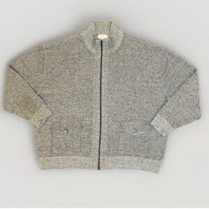 Toscano Firenze Merino Wool Sweater Mens 3XL Full Zip Cardigan Gray Pockets Warm